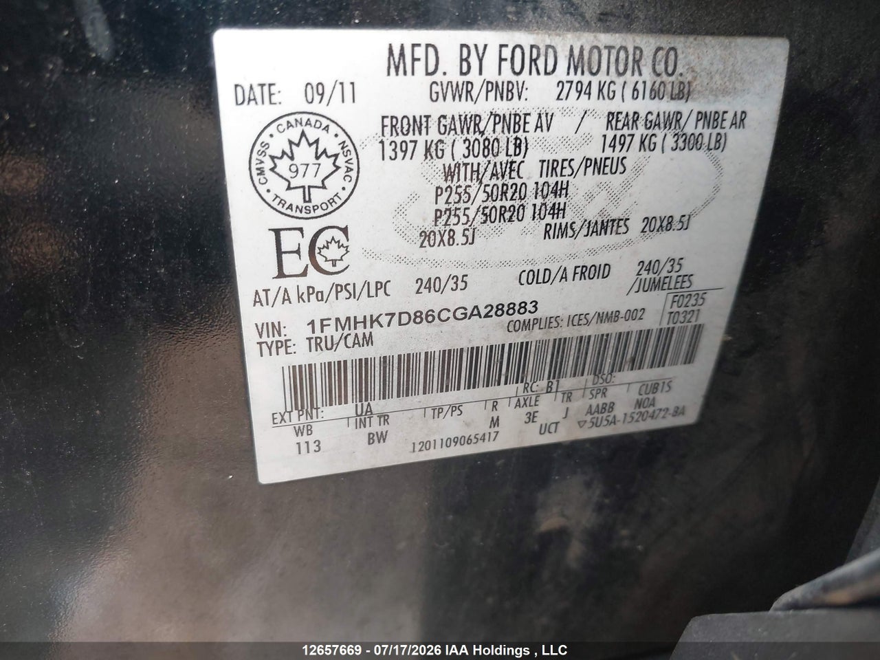 2012 FORD EXPLORER XLT thumbnail 10
