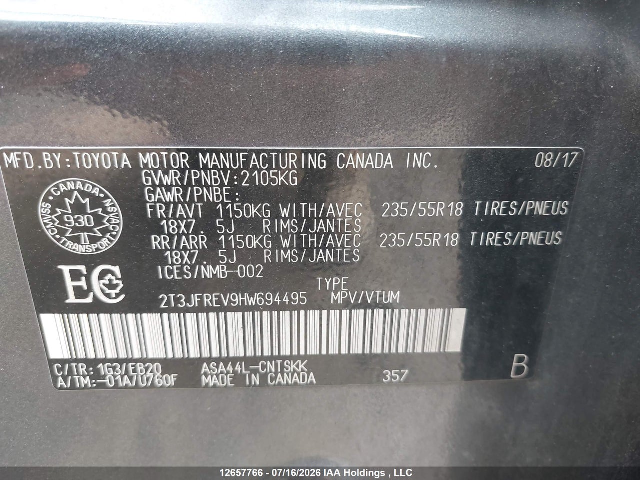 2017 TOYOTA RAV4 SE thumbnail 10