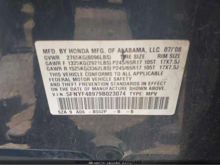 2009 HONDA PILOT TOURING thumbnail 11