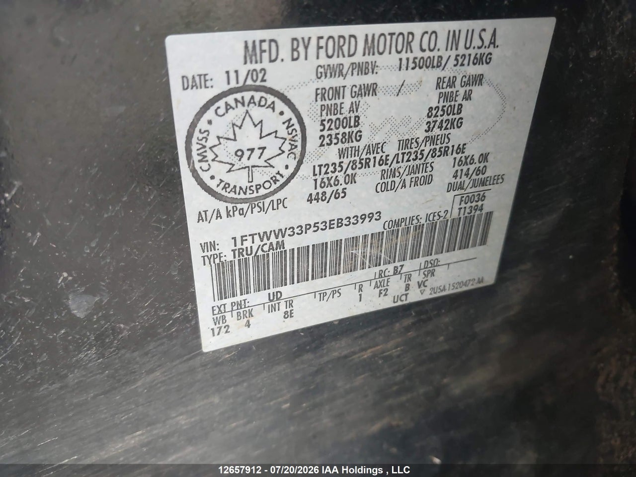 2003 FORD F-350 LARIAT/XL/XLT thumbnail 10