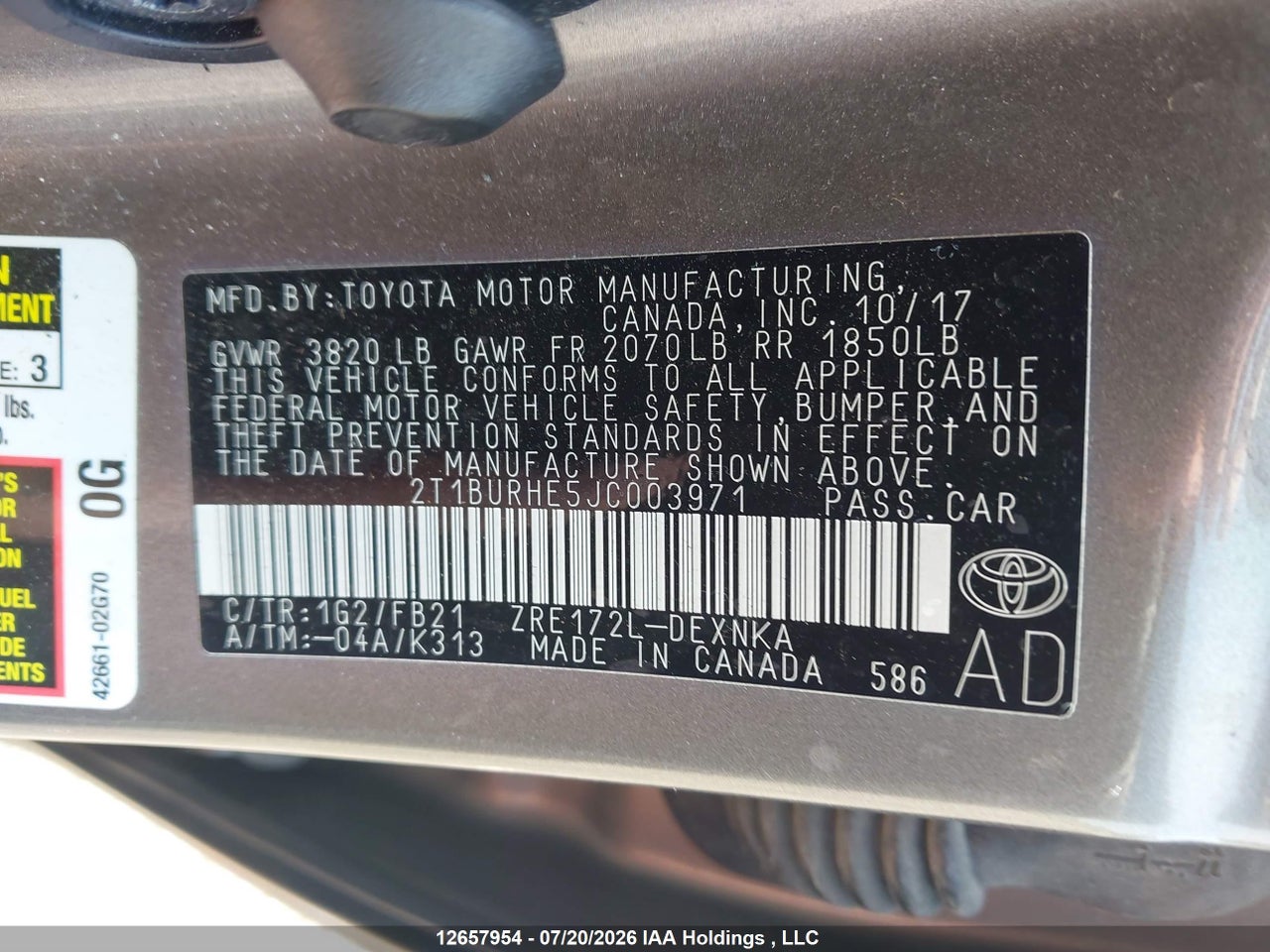 2018 TOYOTA COROLLA LE thumbnail 10