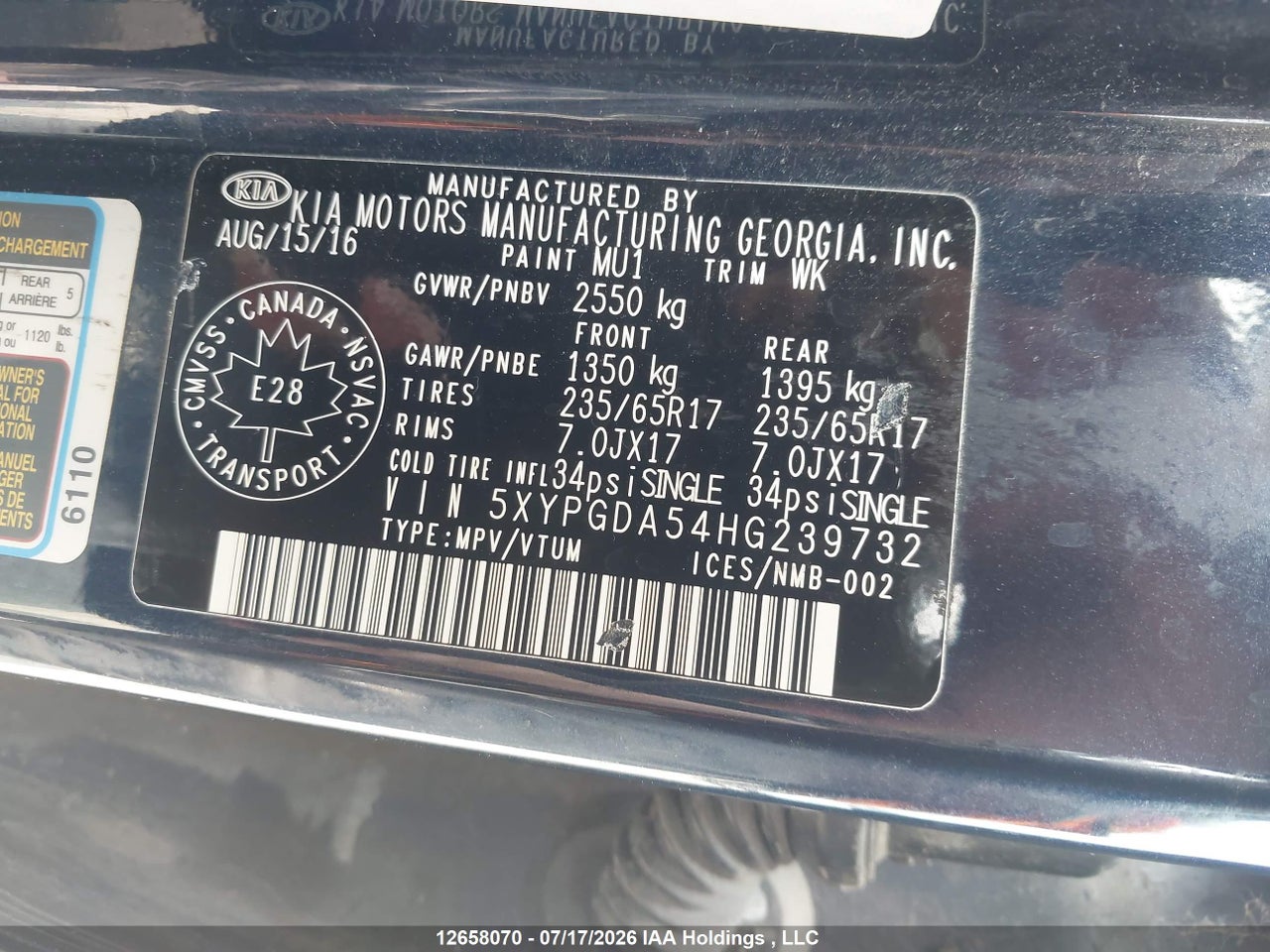 2017 KIA SORENTO LX/L thumbnail 10