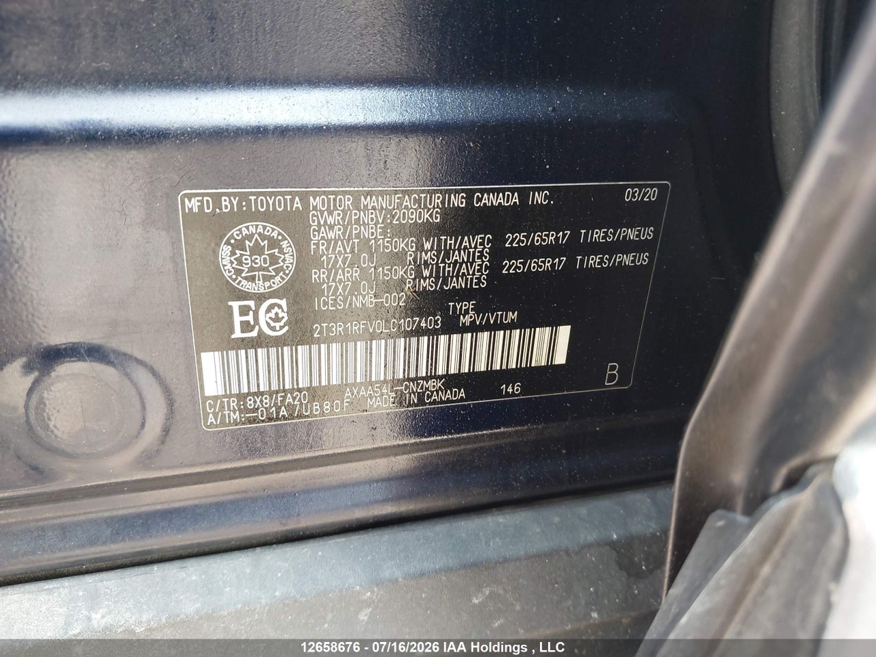 2020 TOYOTA RAV4 XLE thumbnail 10
