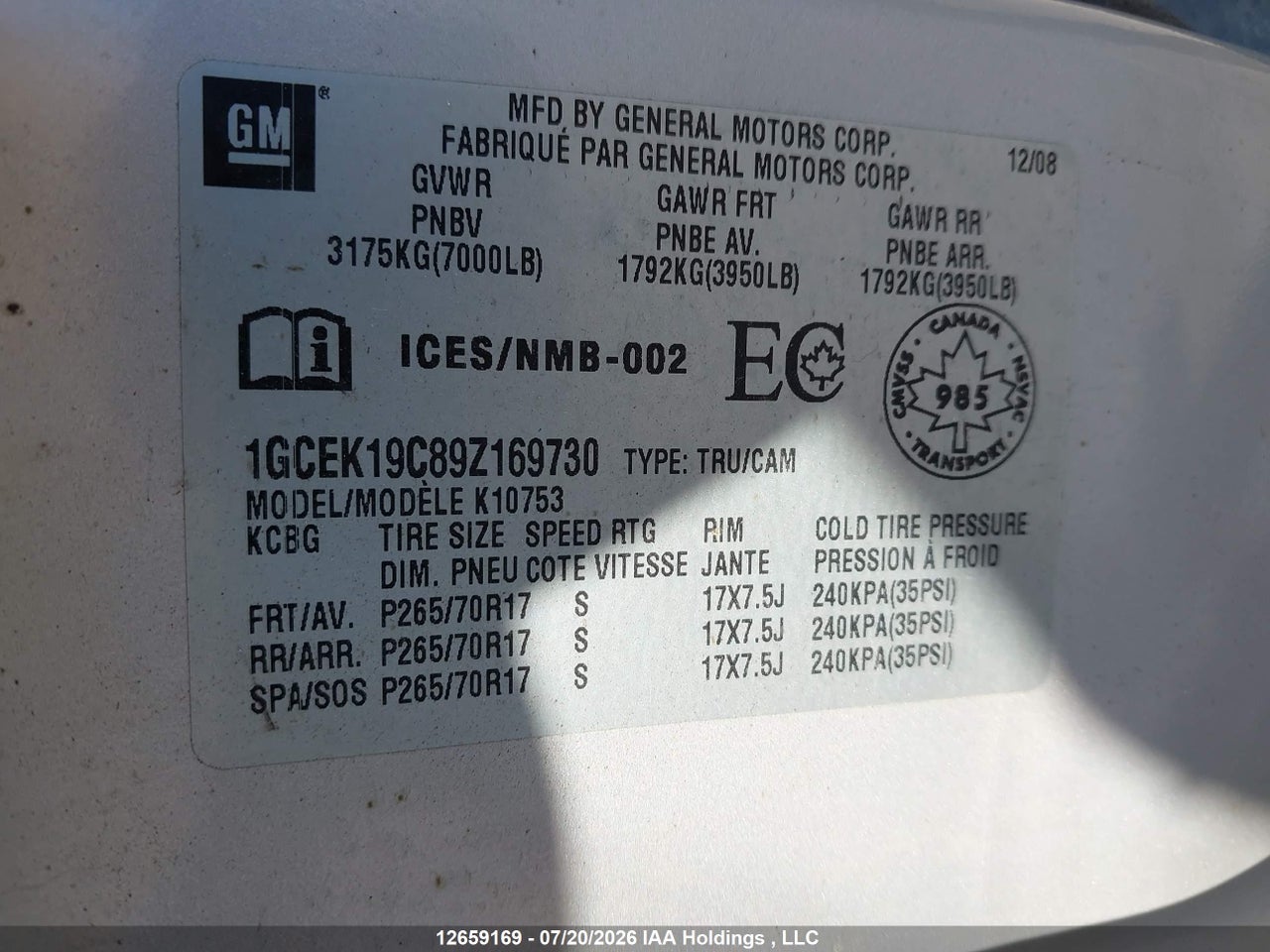2009 CHEVROLET SILVERADO K1500 thumbnail 10