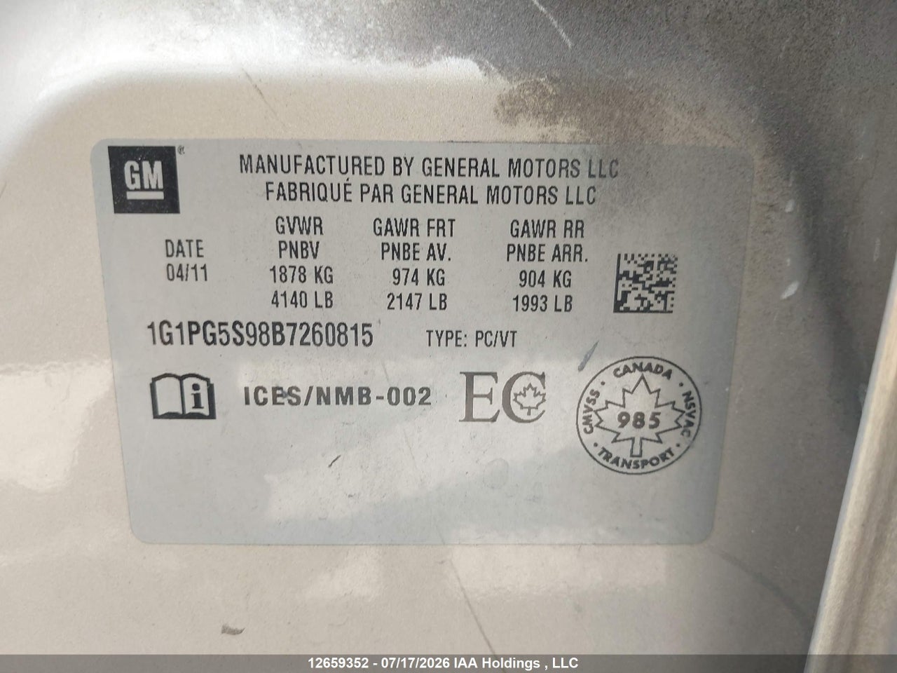 2011 CHEVROLET CRUZE LT thumbnail 10