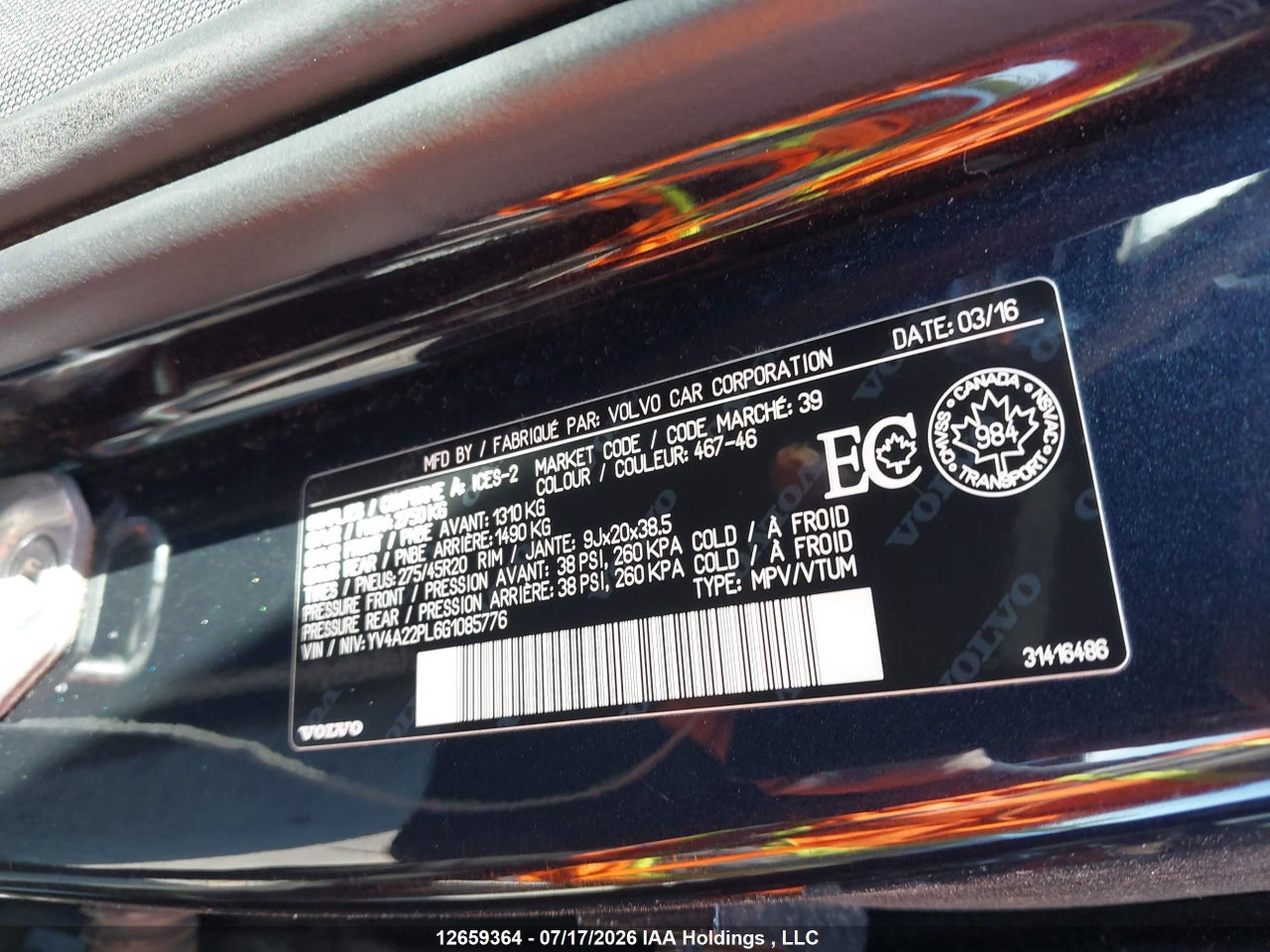 2016 VOLVO XC90 T6 INSCRIPTION thumbnail 10