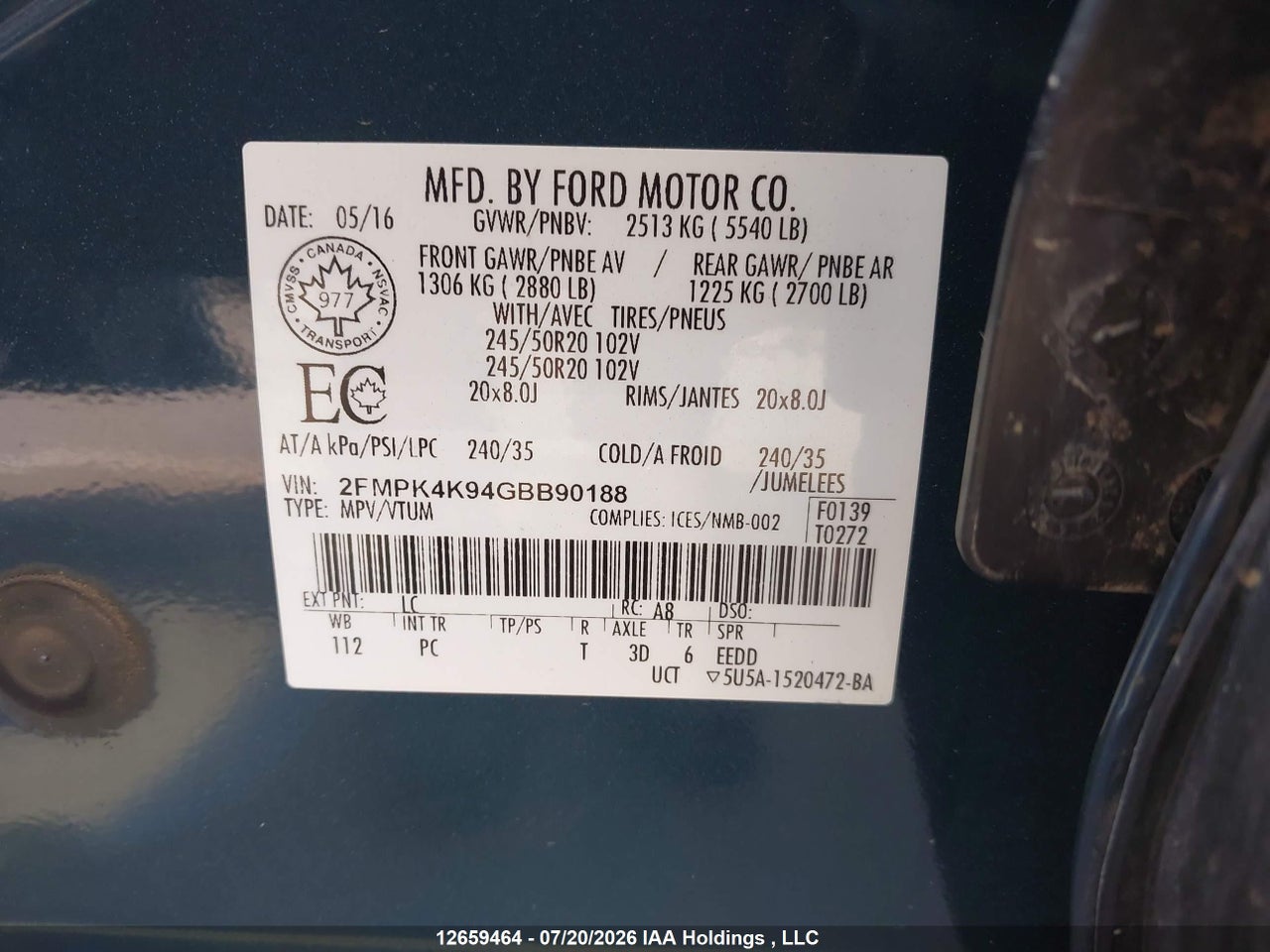 2016 FORD EDGE TITANIUM thumbnail 10