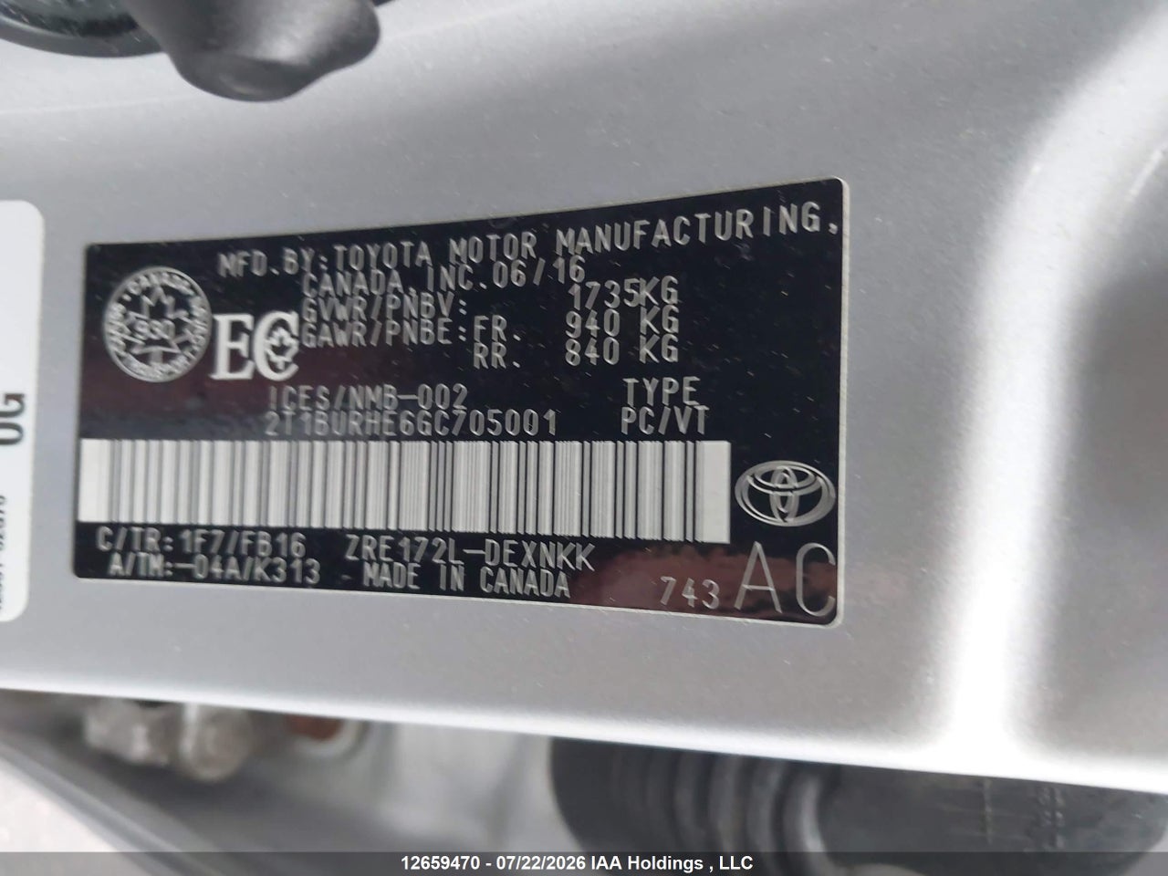 2016 TOYOTA COROLLA L/LE/LE PLS/PRM/S/S PLS thumbnail 10