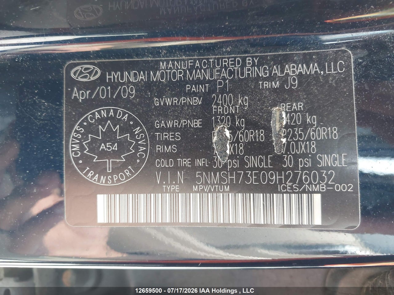 2009 HYUNDAI SANTA FE thumbnail 10
