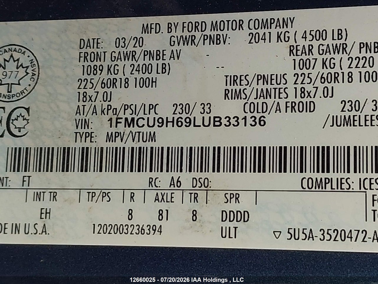 2020 FORD ESCAPE SEL thumbnail 10