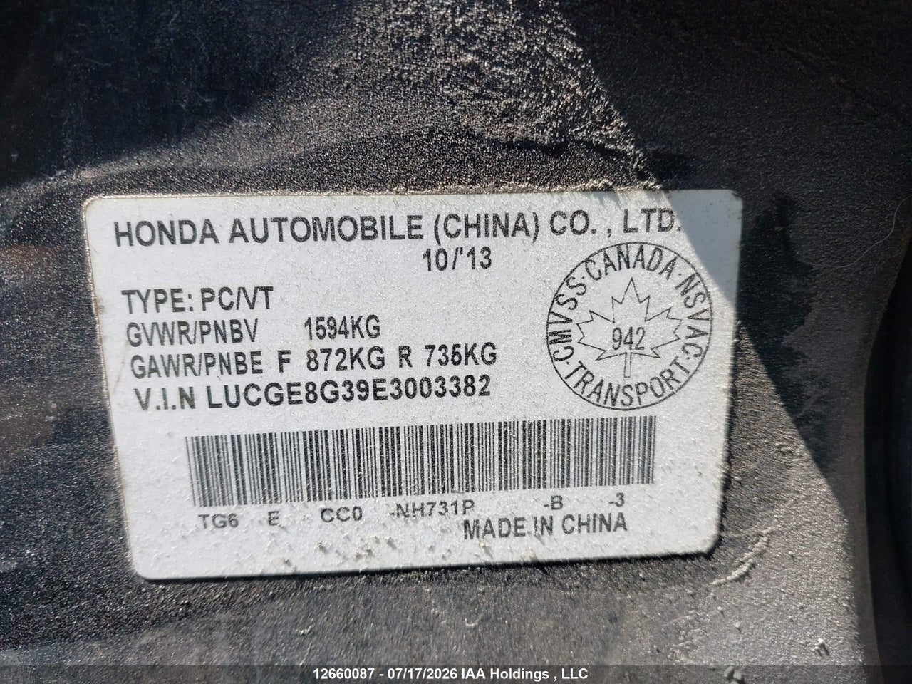2014 HONDA FIT DX-A thumbnail 10
