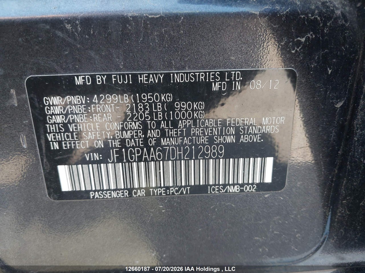2013 SUBARU impreza 2.0I thumbnail 10