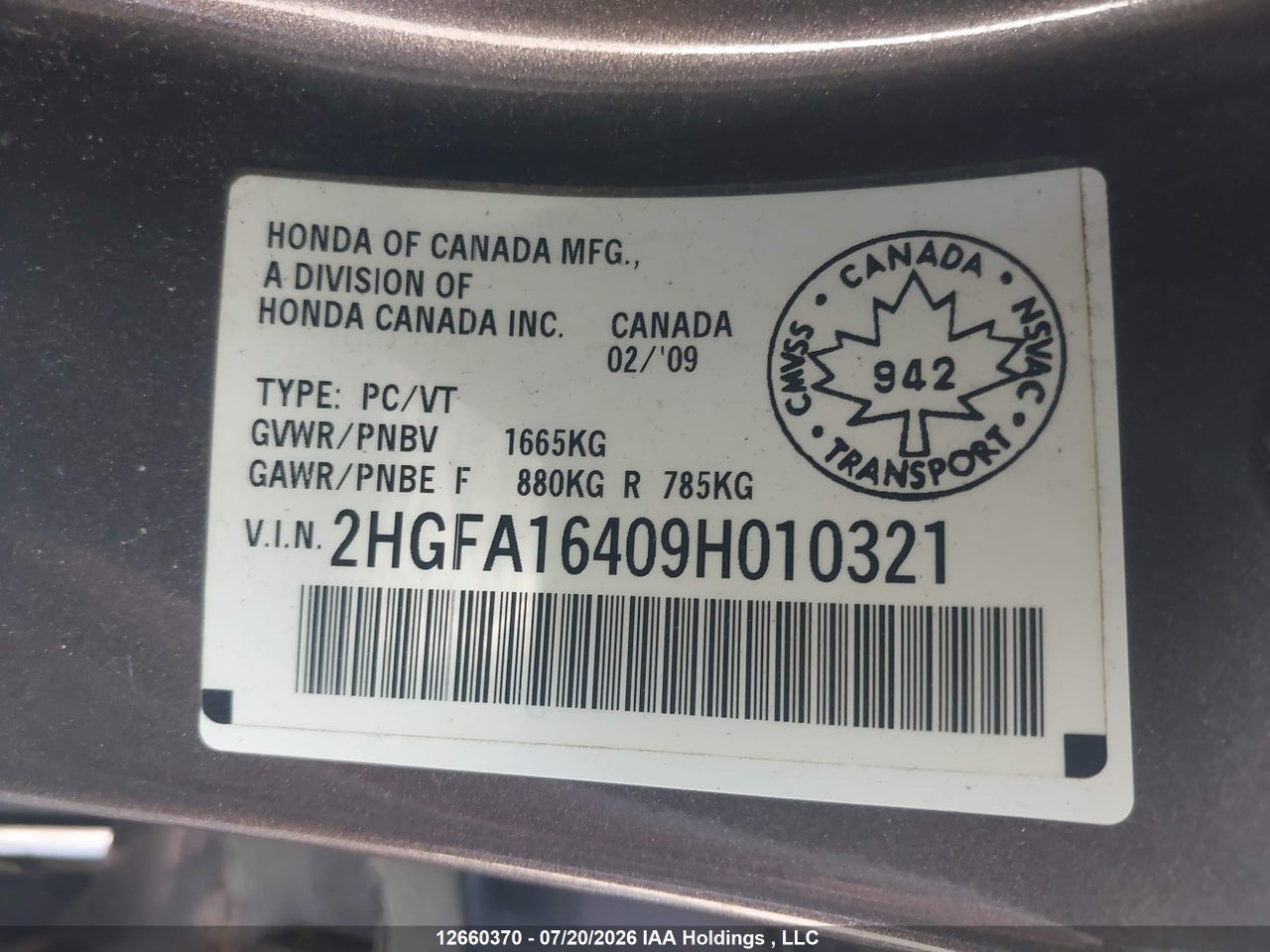 2009 HONDA CIVIC thumbnail 10