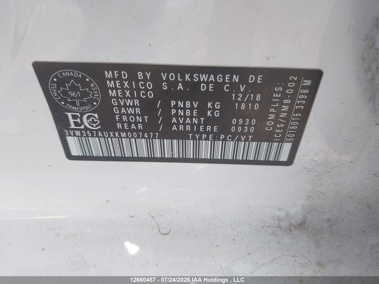 2019 VOLKSWAGEN GOLF 1.4 TSI EXECLINE thumbnail 10