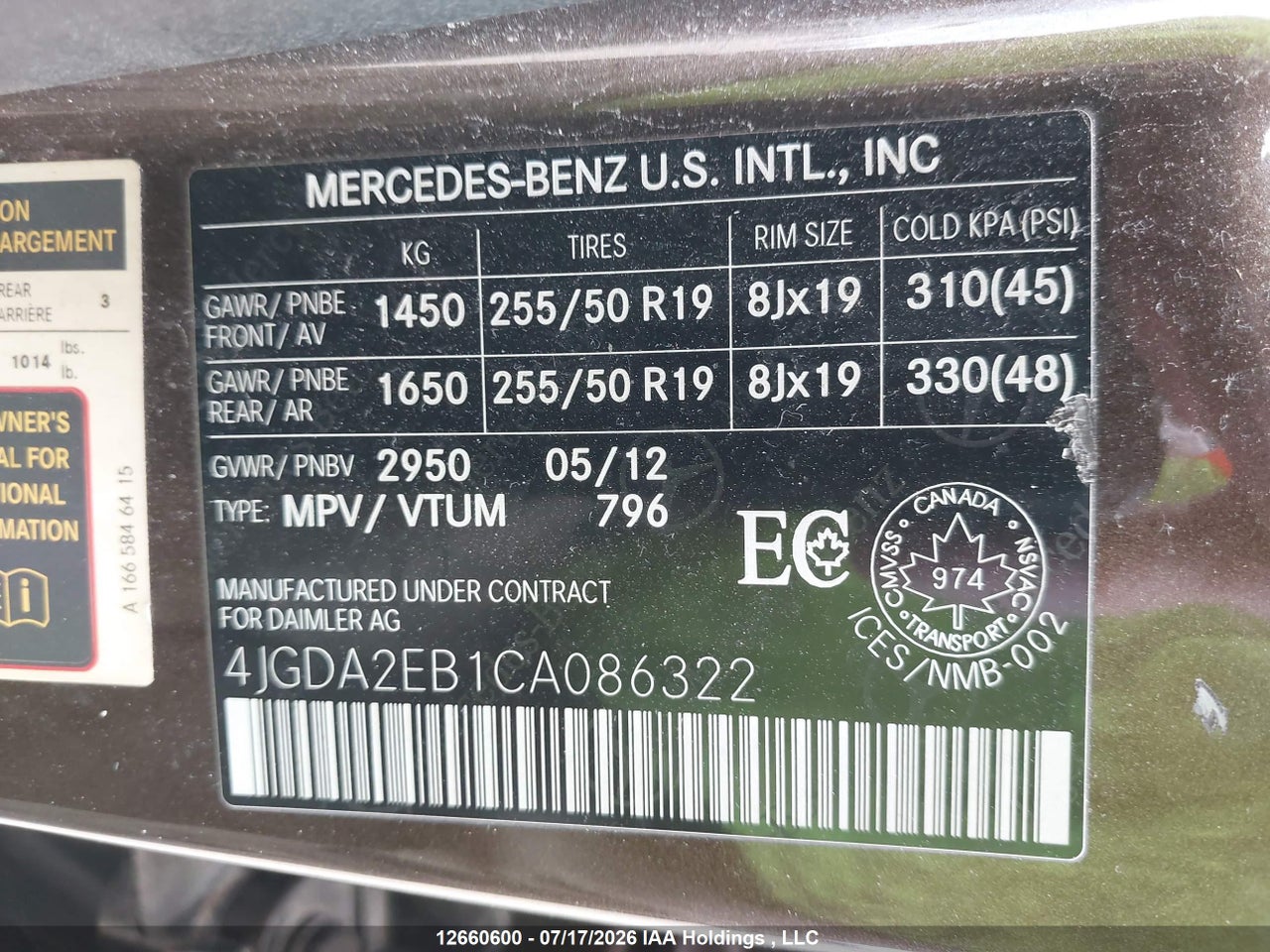 2012 MERCEDES BENZ ML 350 BLUETEC 4MATIC thumbnail 10