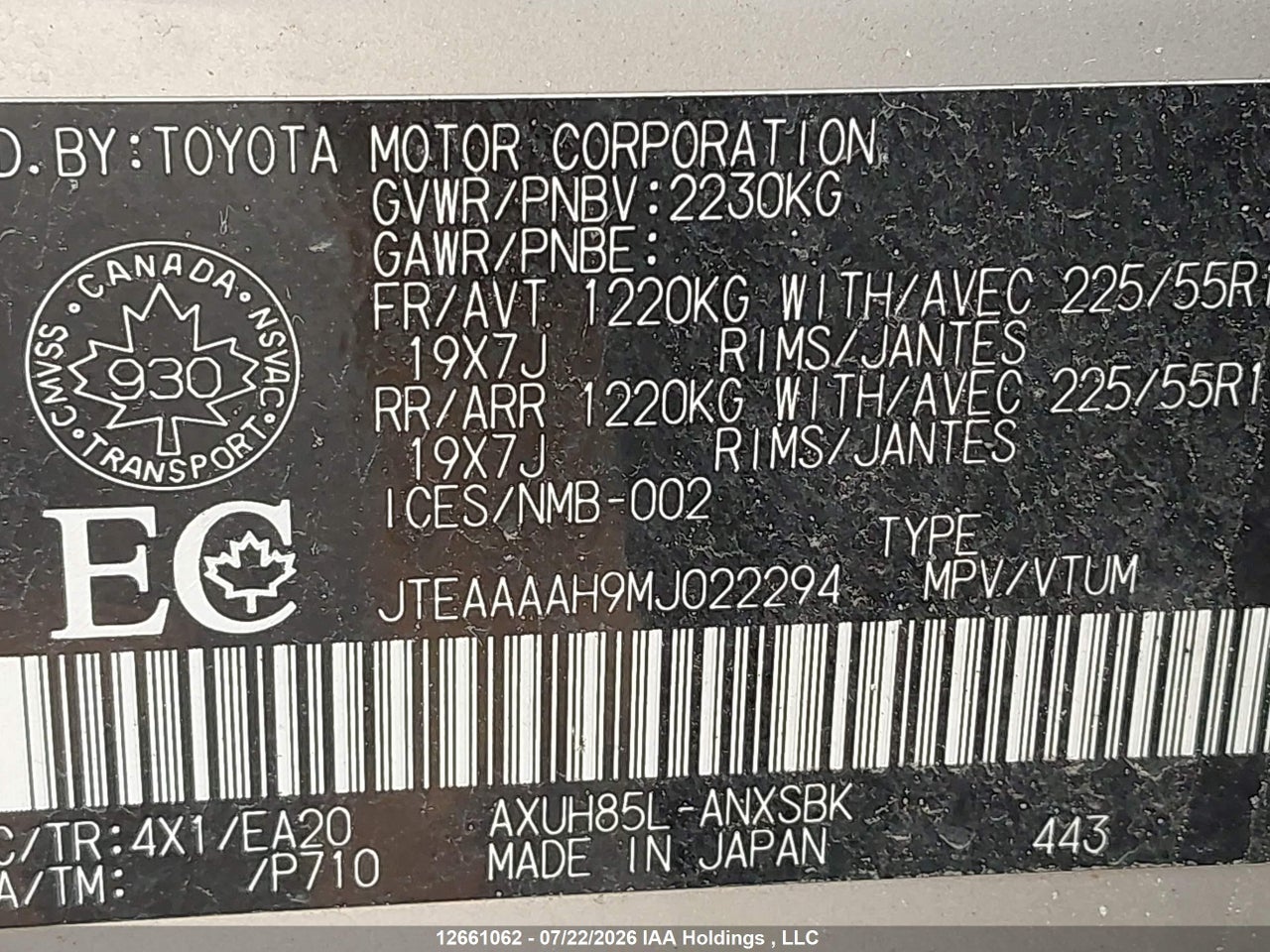 2021 TOYOTA VENZA LE/XLE/LIMITED thumbnail 10