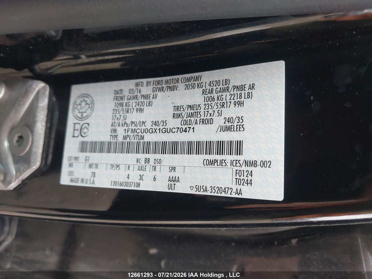 2016 FORD ESCAPE SE thumbnail 10