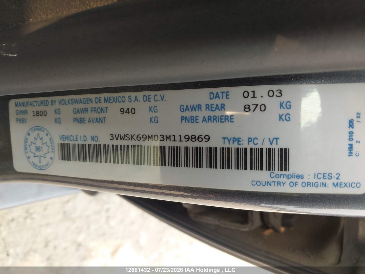 2003 VOLKSWAGEN JETTA GLS 2.0L thumbnail 10