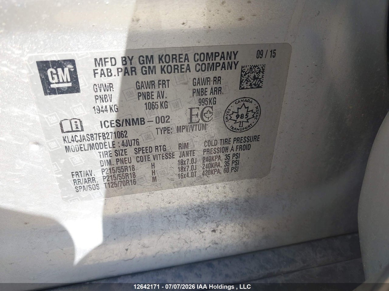 2015 BUICK ENCORE CONVENIENCE thumbnail 10