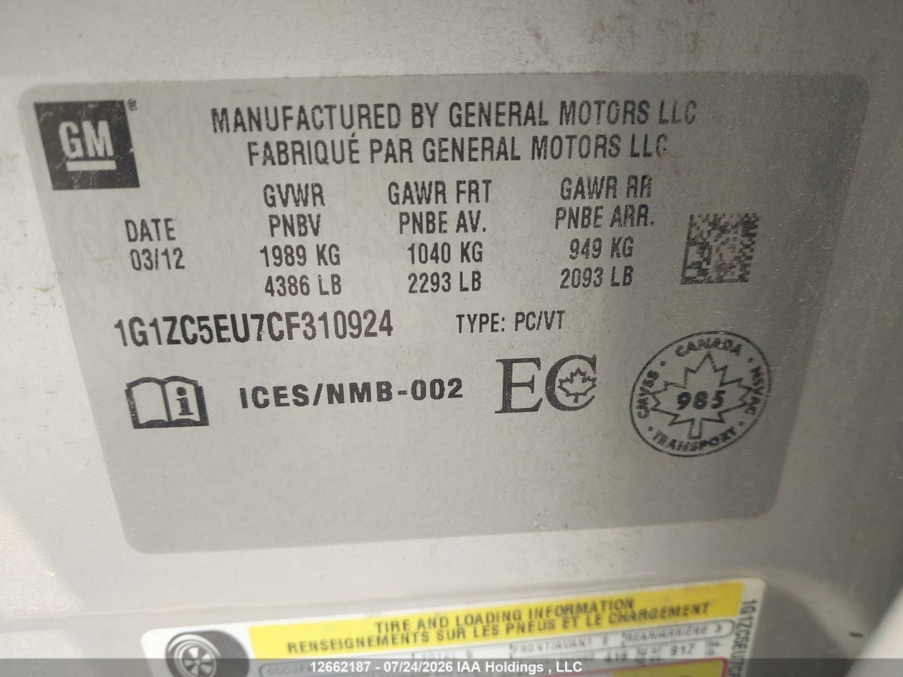 2012 CHEVROLET MALIBU 1LT thumbnail 10
