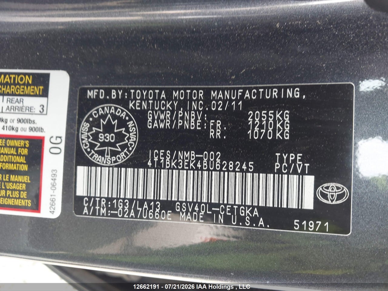 2011 TOYOTA CAMRY thumbnail 10