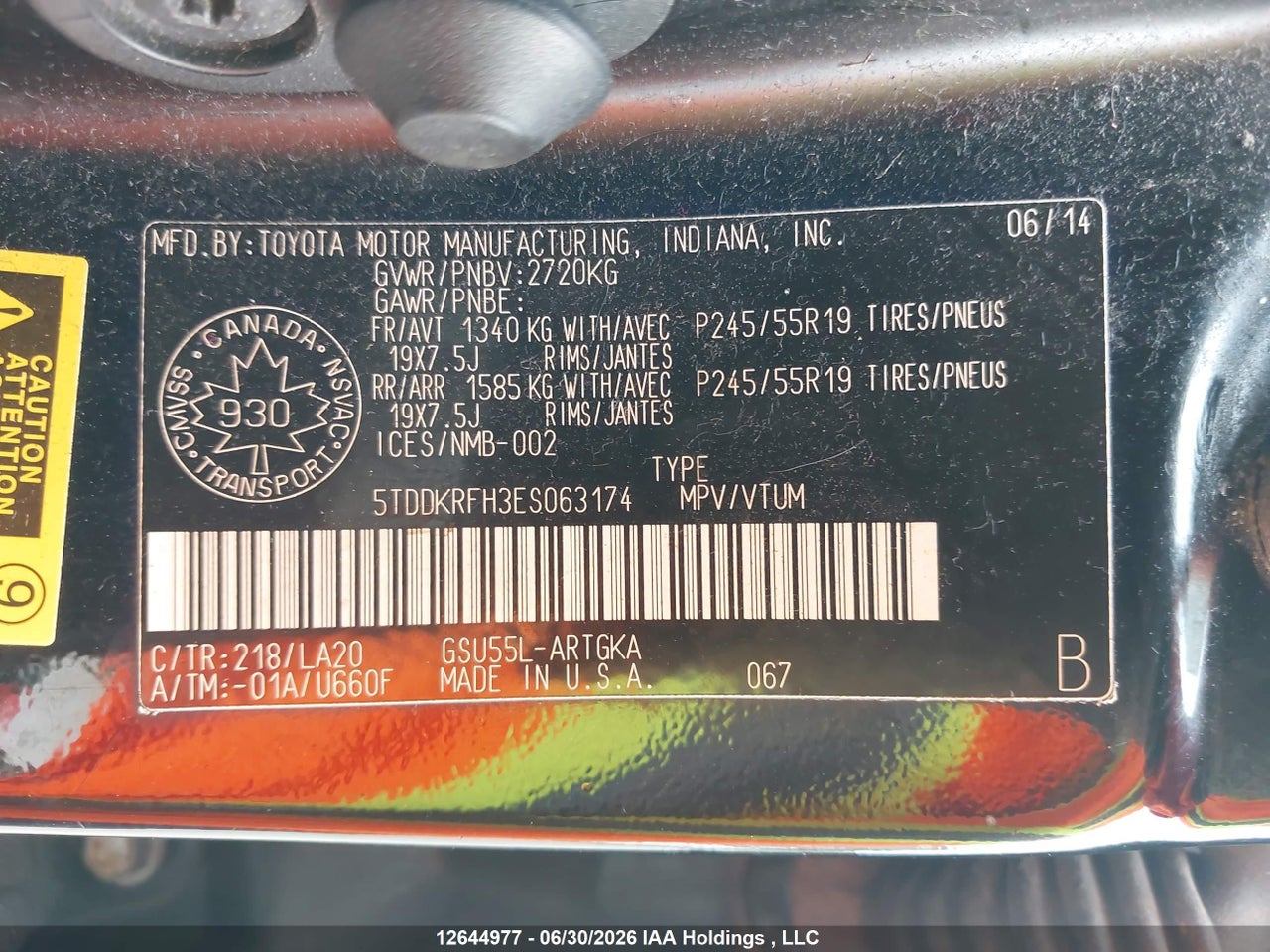 2014 TOYOTA HIGHLANDER LIMITED/LTD PLATNUM thumbnail 10