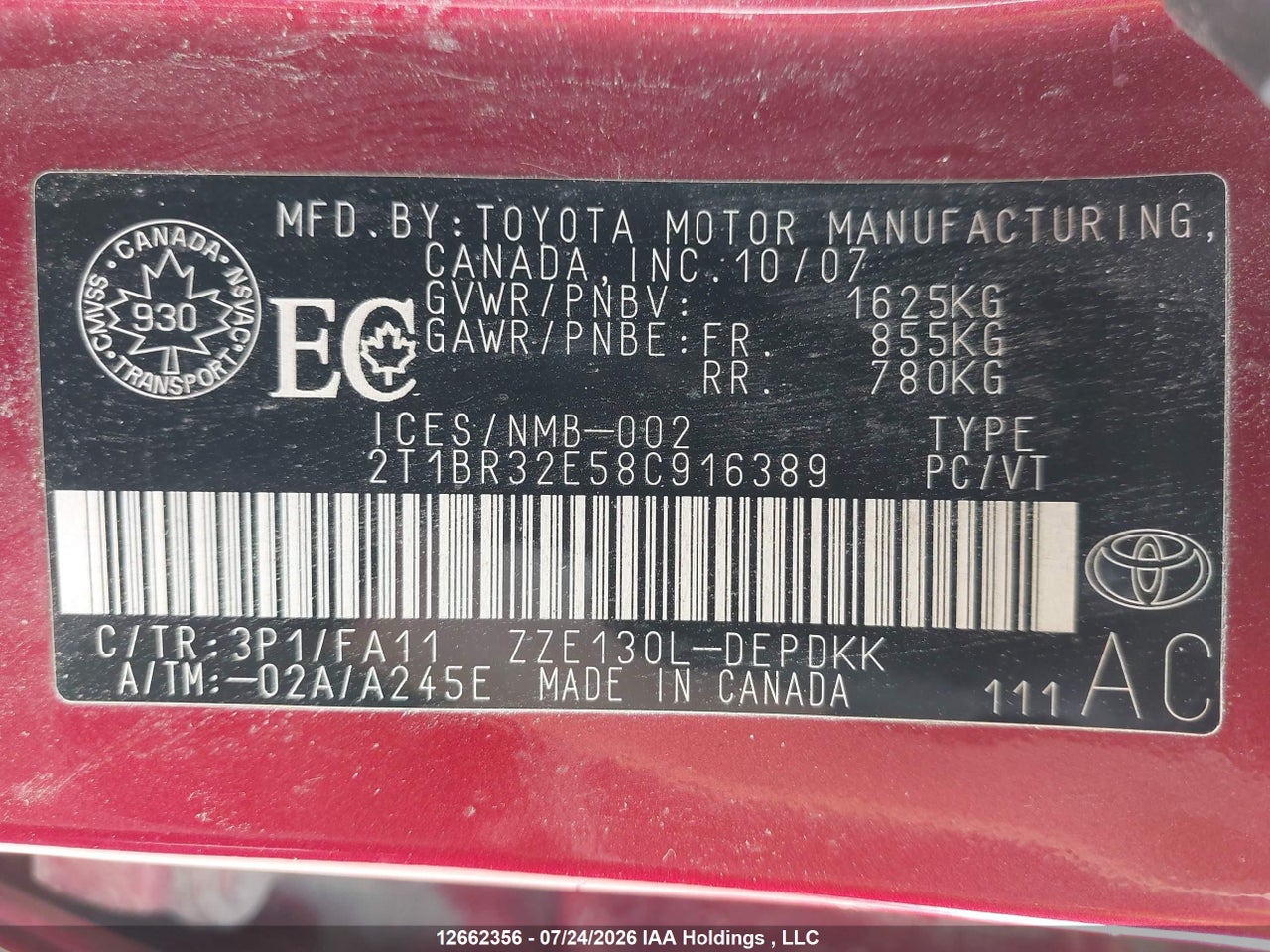 2008 TOYOTA COROLLA CE thumbnail 10