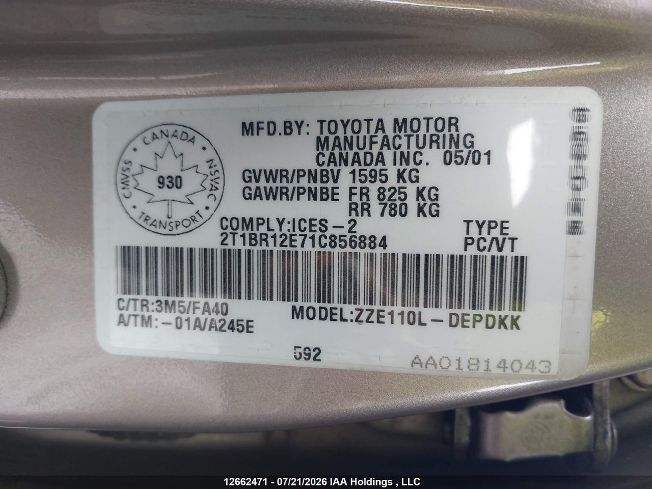 2001 TOYOTA COROLLA CE/LE/S thumbnail 10