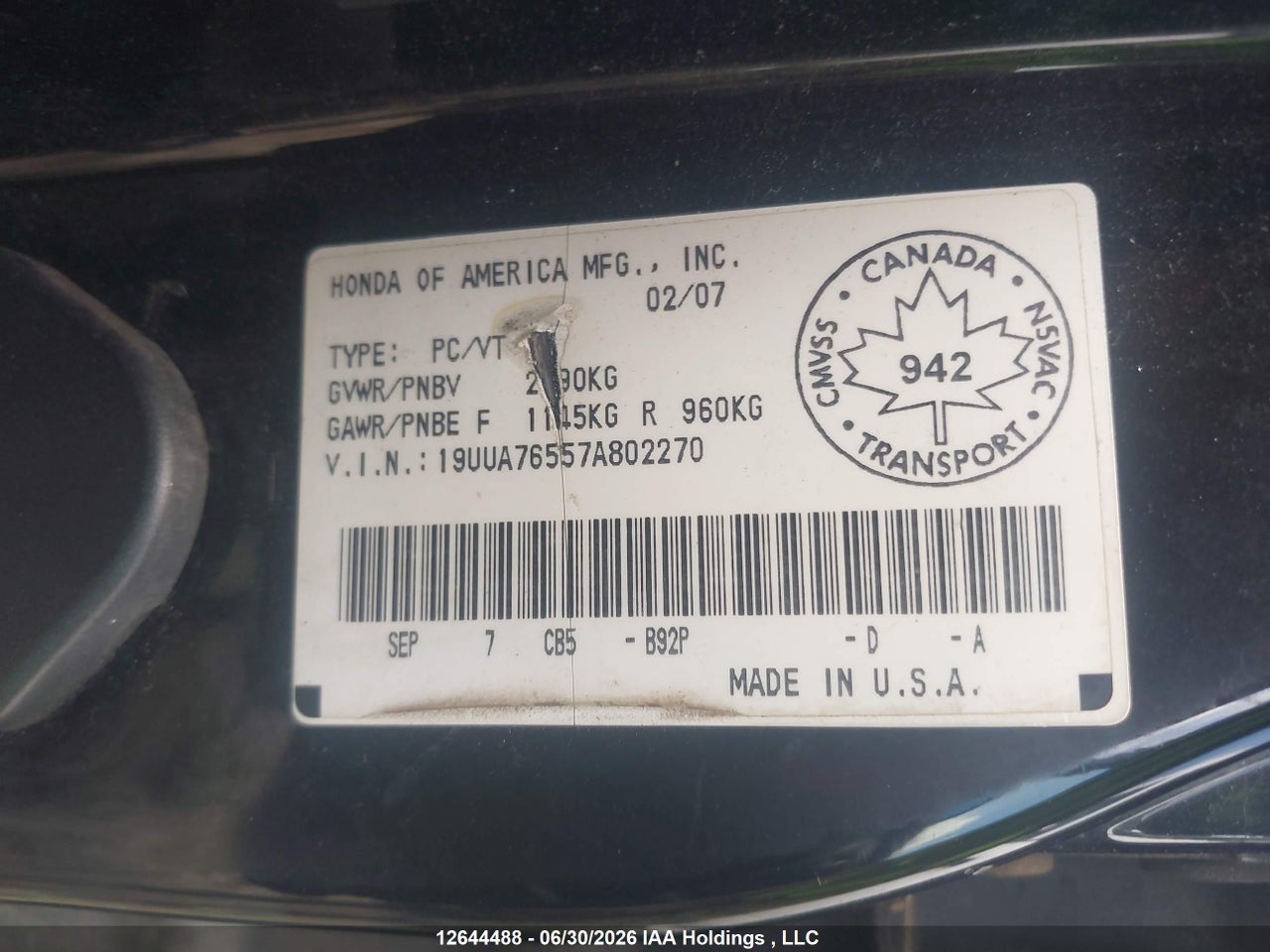 2007 ACURA TL TYPE S thumbnail 10