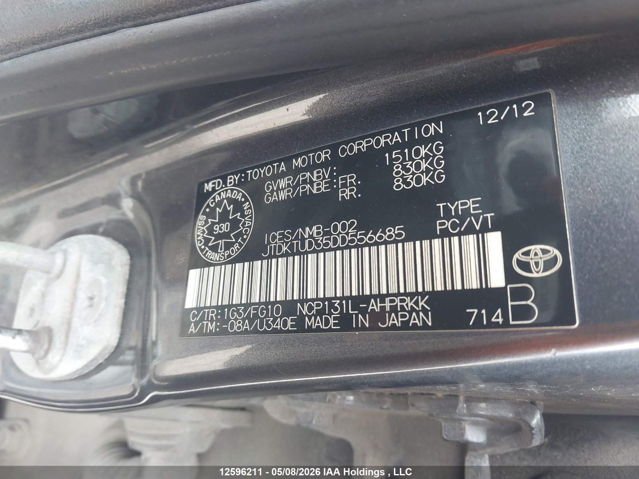 2013 TOYOTA YARIS LE thumbnail 10
