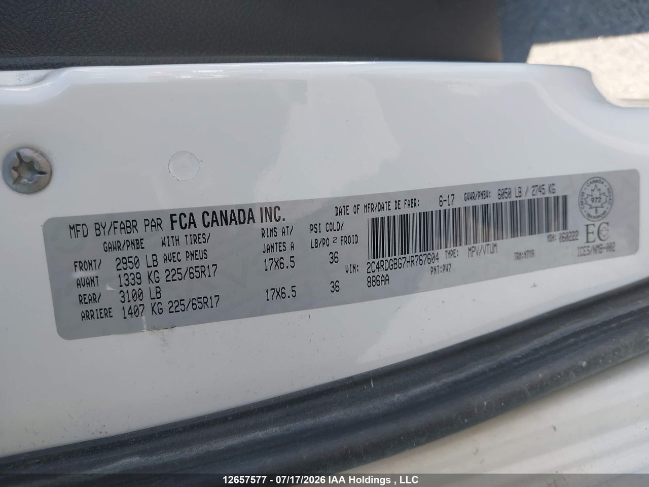 2017 DODGE GRAND CARAVAN CVP/SXT thumbnail 10