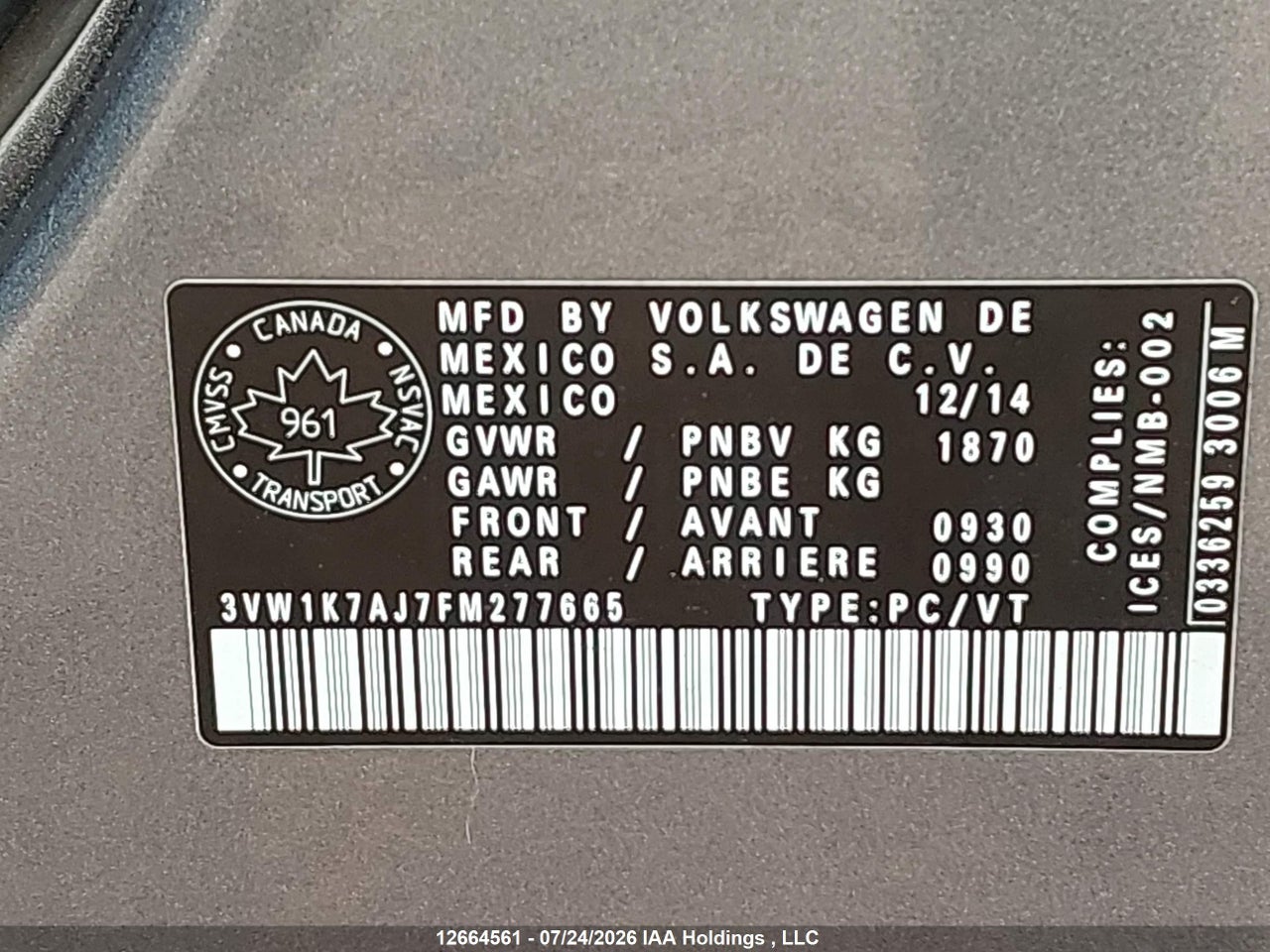 2015 VOLKSWAGEN JETTA 2.0L TRENDLINE/2.0L TRENDLINE+ thumbnail 10