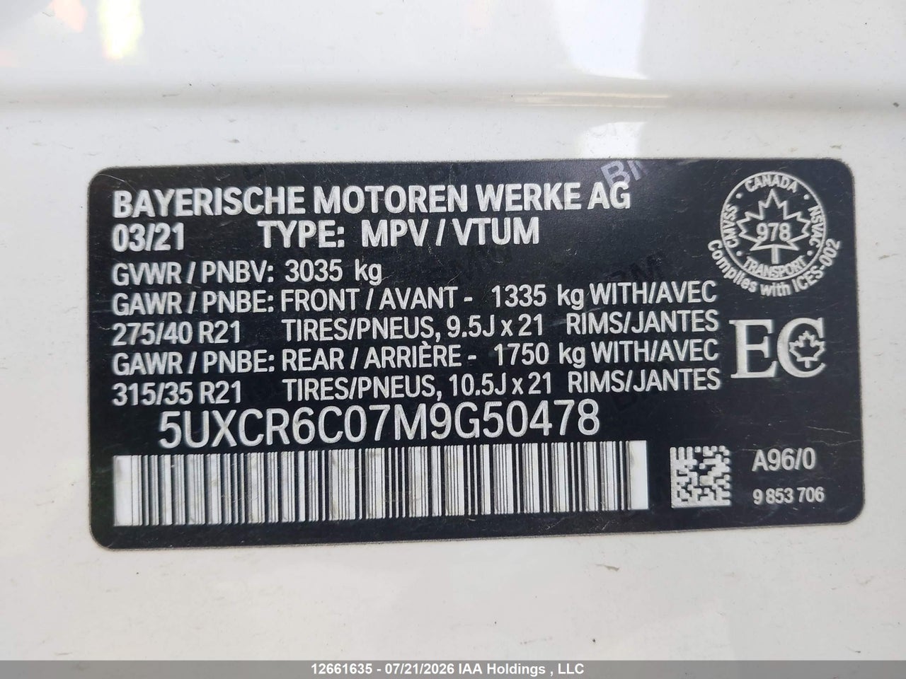 2021 BMW X5 XDRIVE40I thumbnail 10