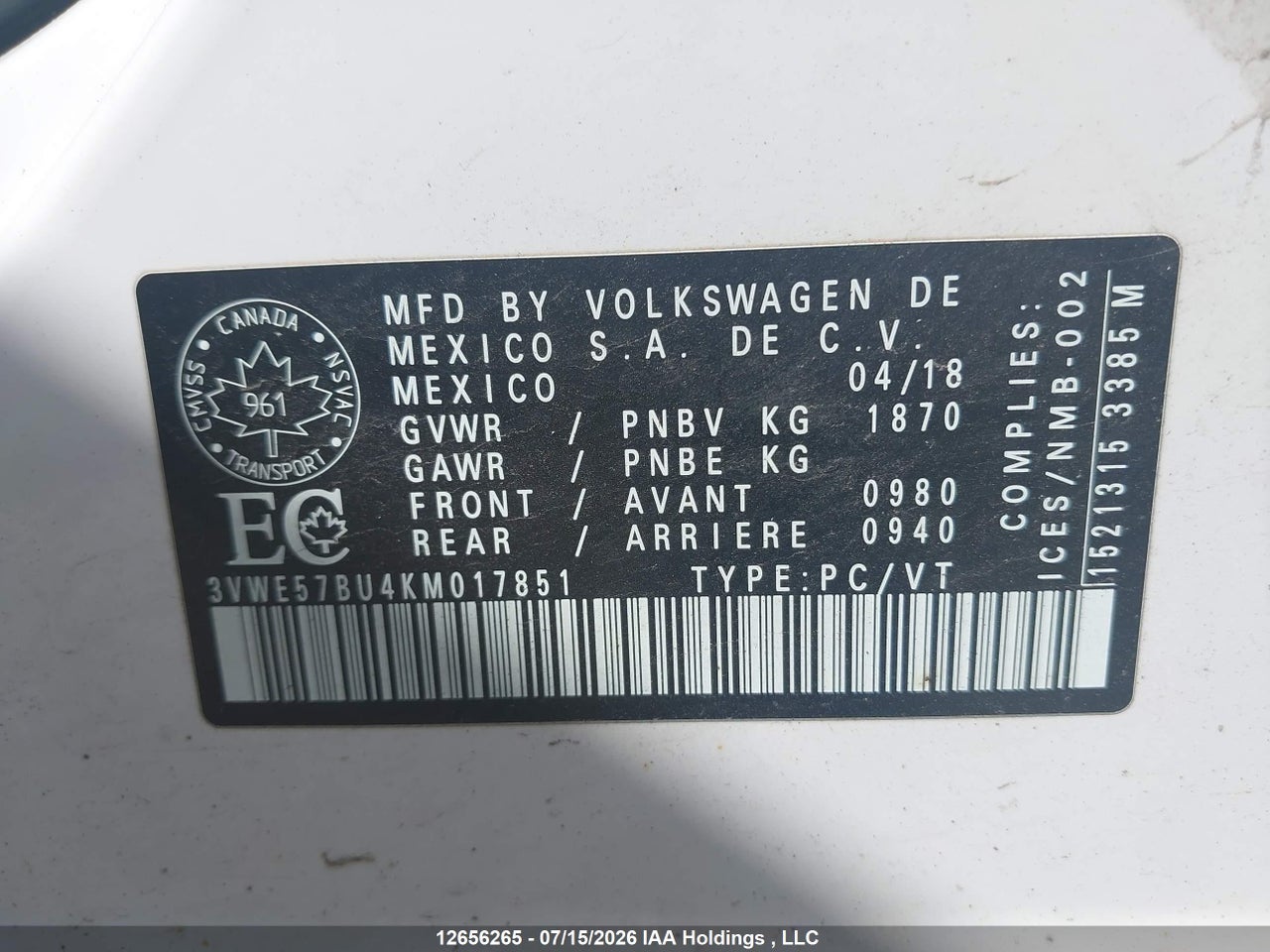 2019 VOLKSWAGEN JETTA 1.4 TSI HIGHLINE thumbnail 10