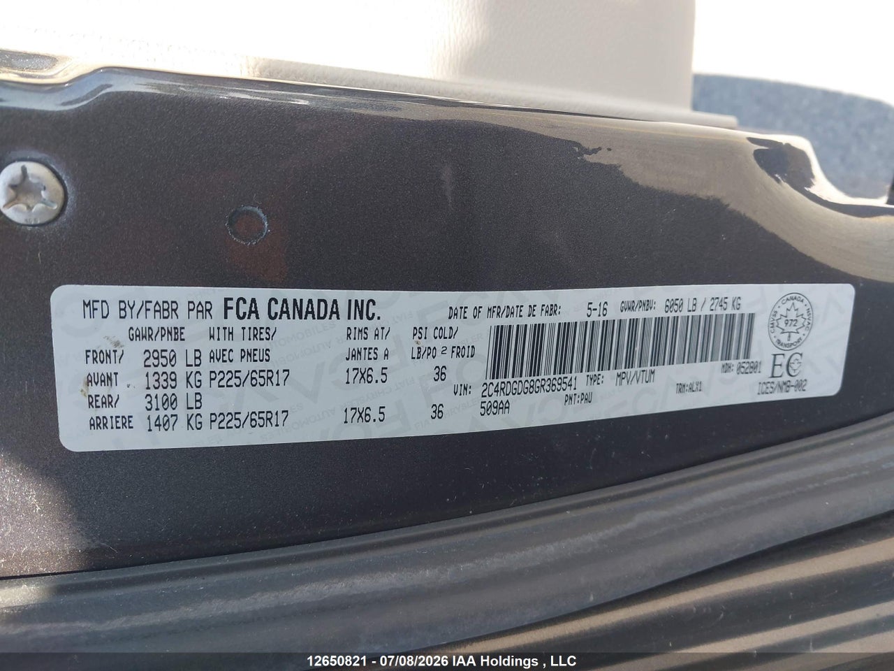 2016 DODGE GRAND CARAVAN CREW thumbnail 10