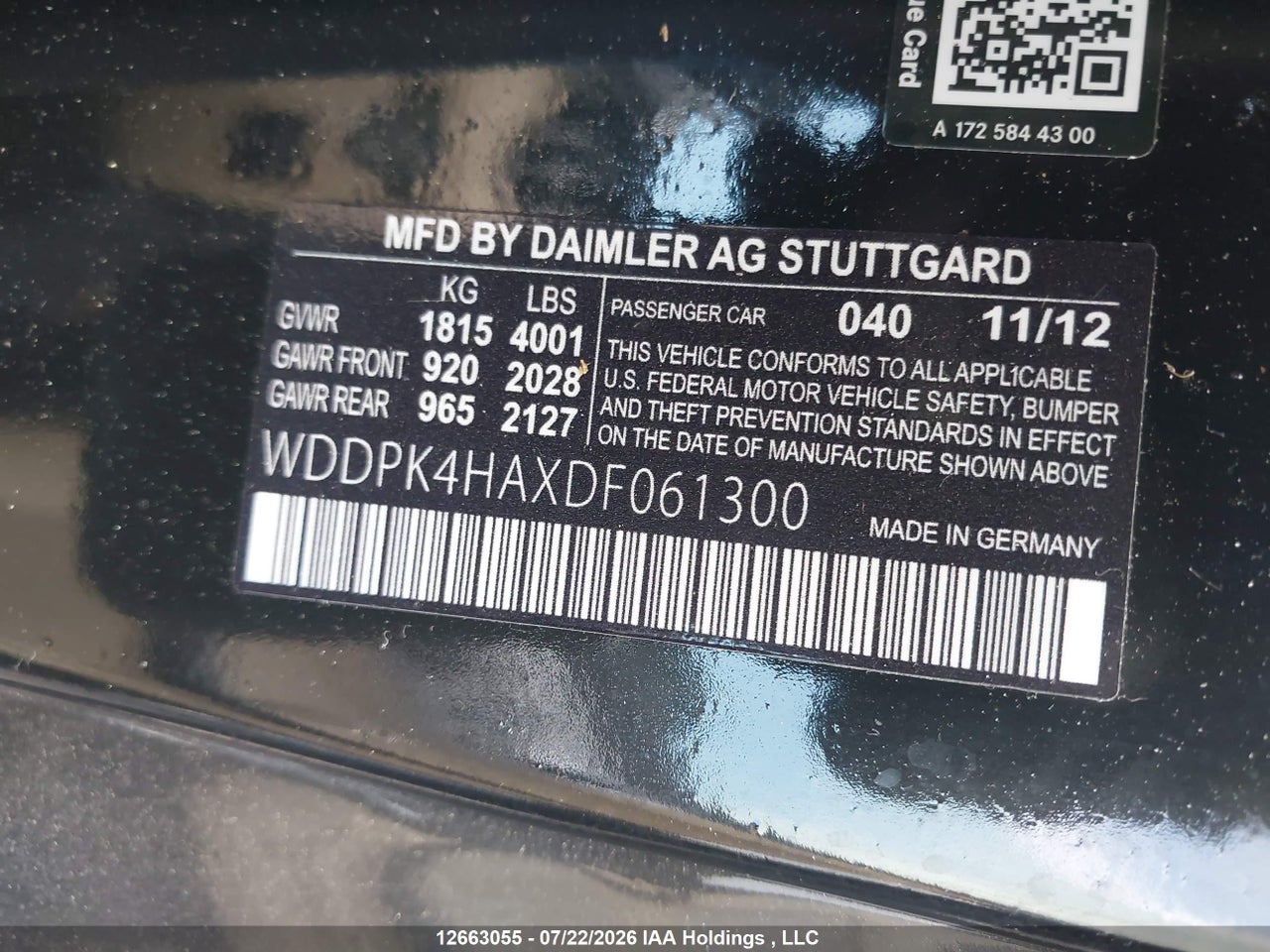 2013 MERCEDES BENZ SLK 250 thumbnail 10