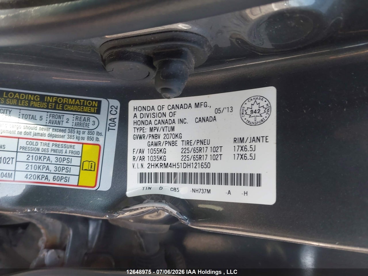 2013 HONDA CR-V EX thumbnail 10