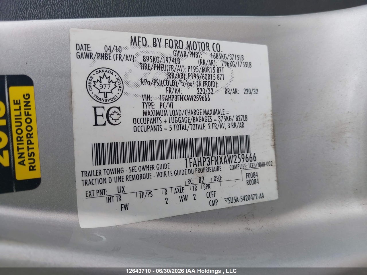 2010 FORD FOCUS SE thumbnail 10