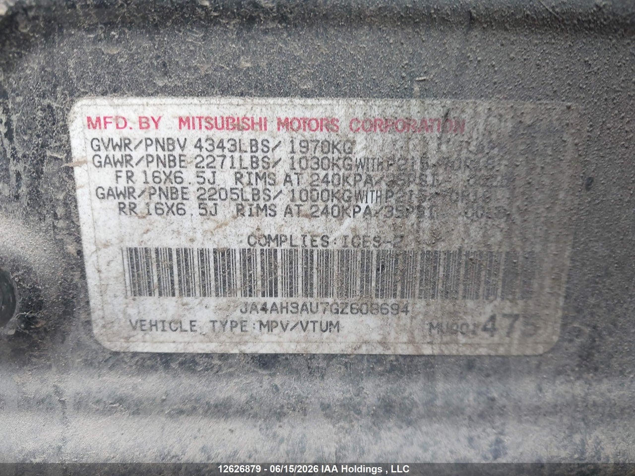 2016 MITSUBISHI RVR ES/SE thumbnail 10