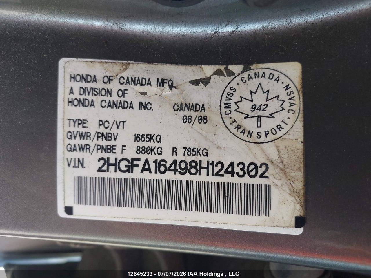 2008 HONDA CIVIC DX-G thumbnail 10