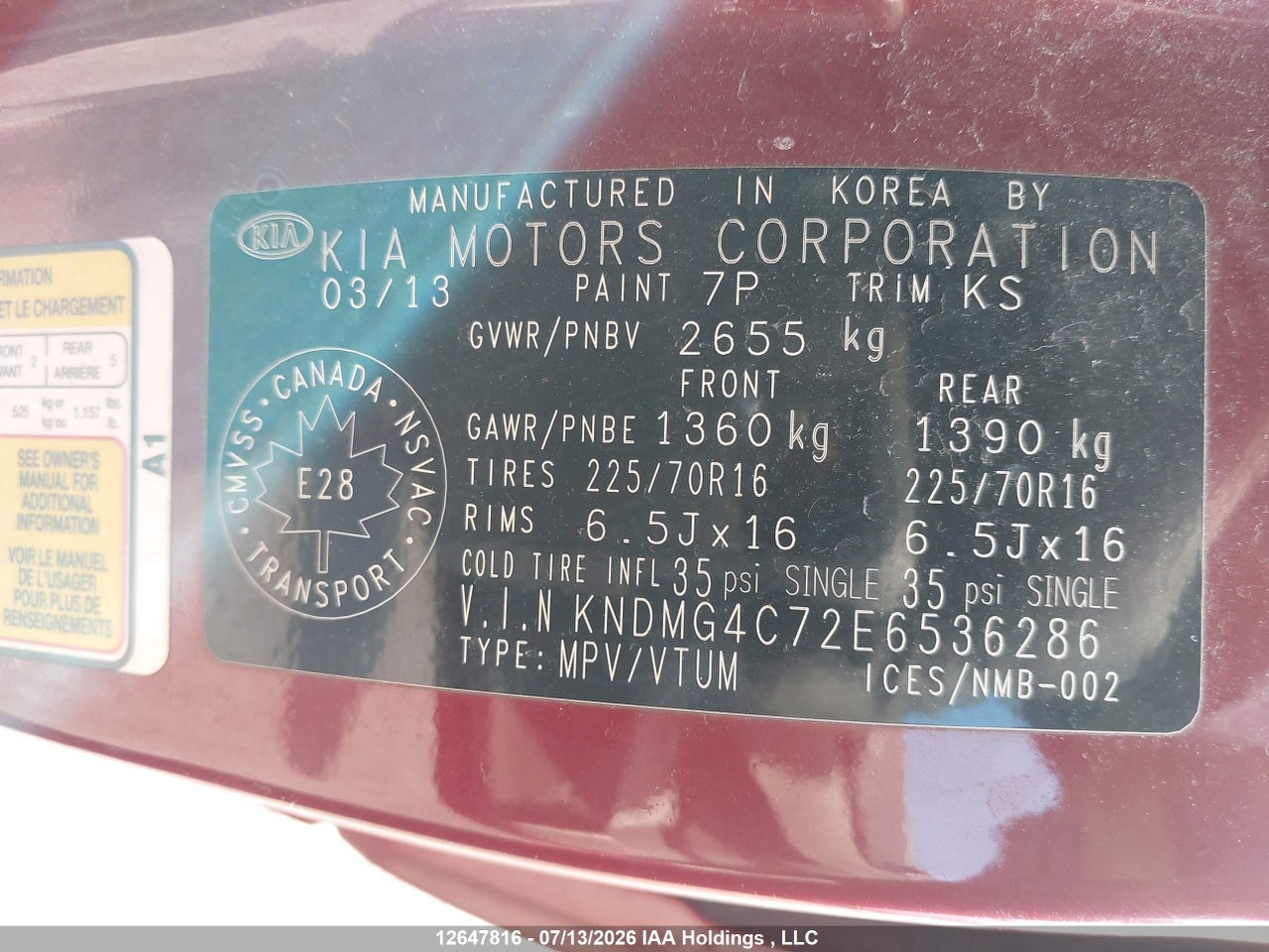 2014 KIA SEDONA LX thumbnail 10