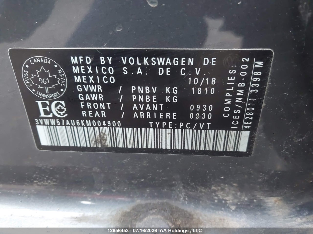 2019 VOLKSWAGEN GOLF 1.4 TSI COMFORTLINE/1.4 TSI EXECLINE/1.4 TSI HIGHLINE thumbnail 10