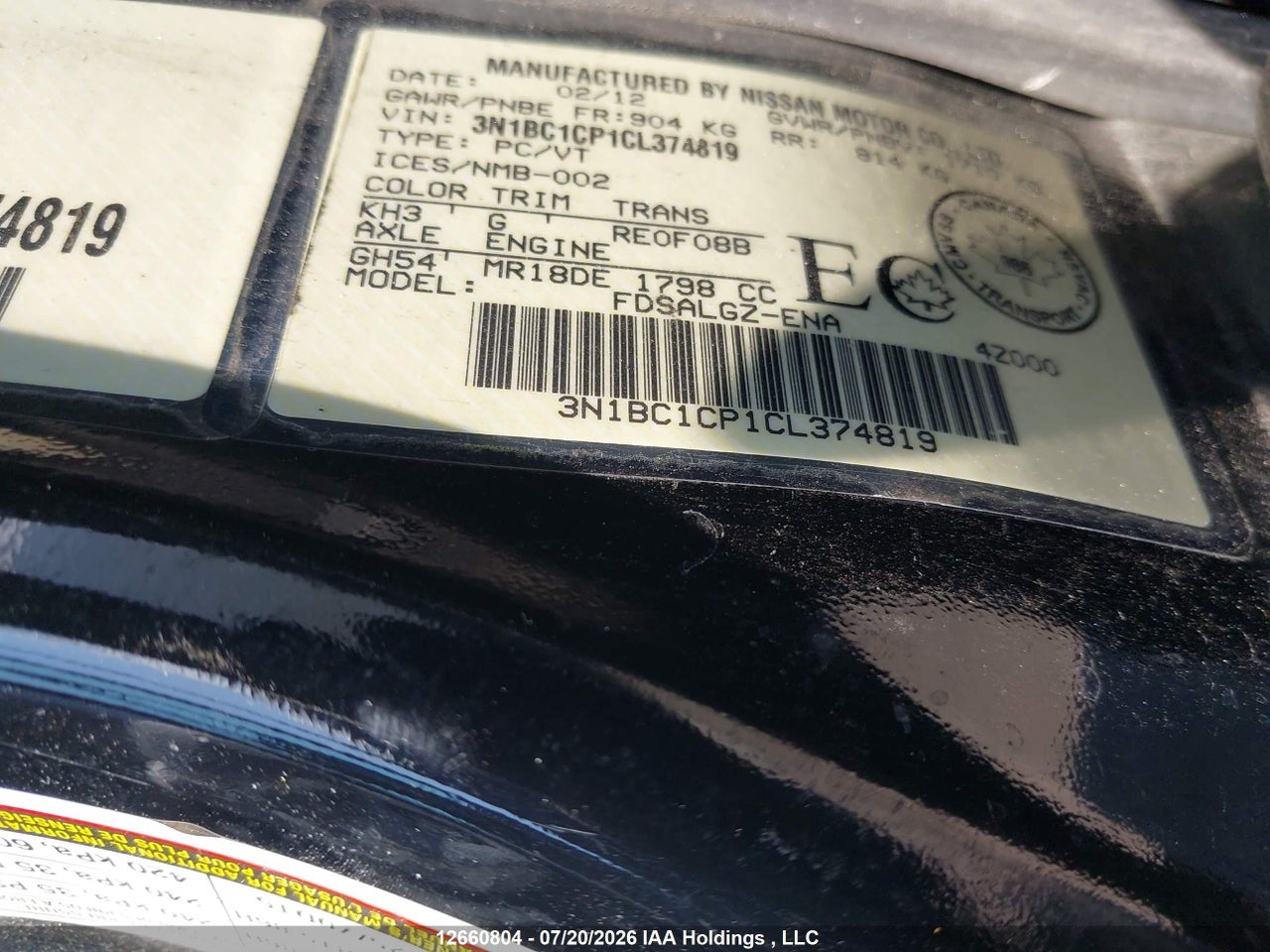 2012 NISSAN VERSA 1.8 SL thumbnail 10