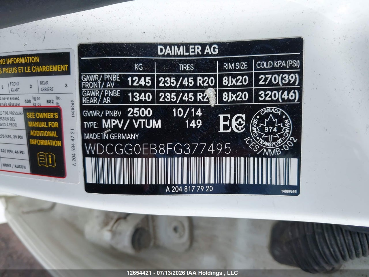 2015 MERCEDES BENZ GLK 250 BLUETEC 4MATIC thumbnail 10