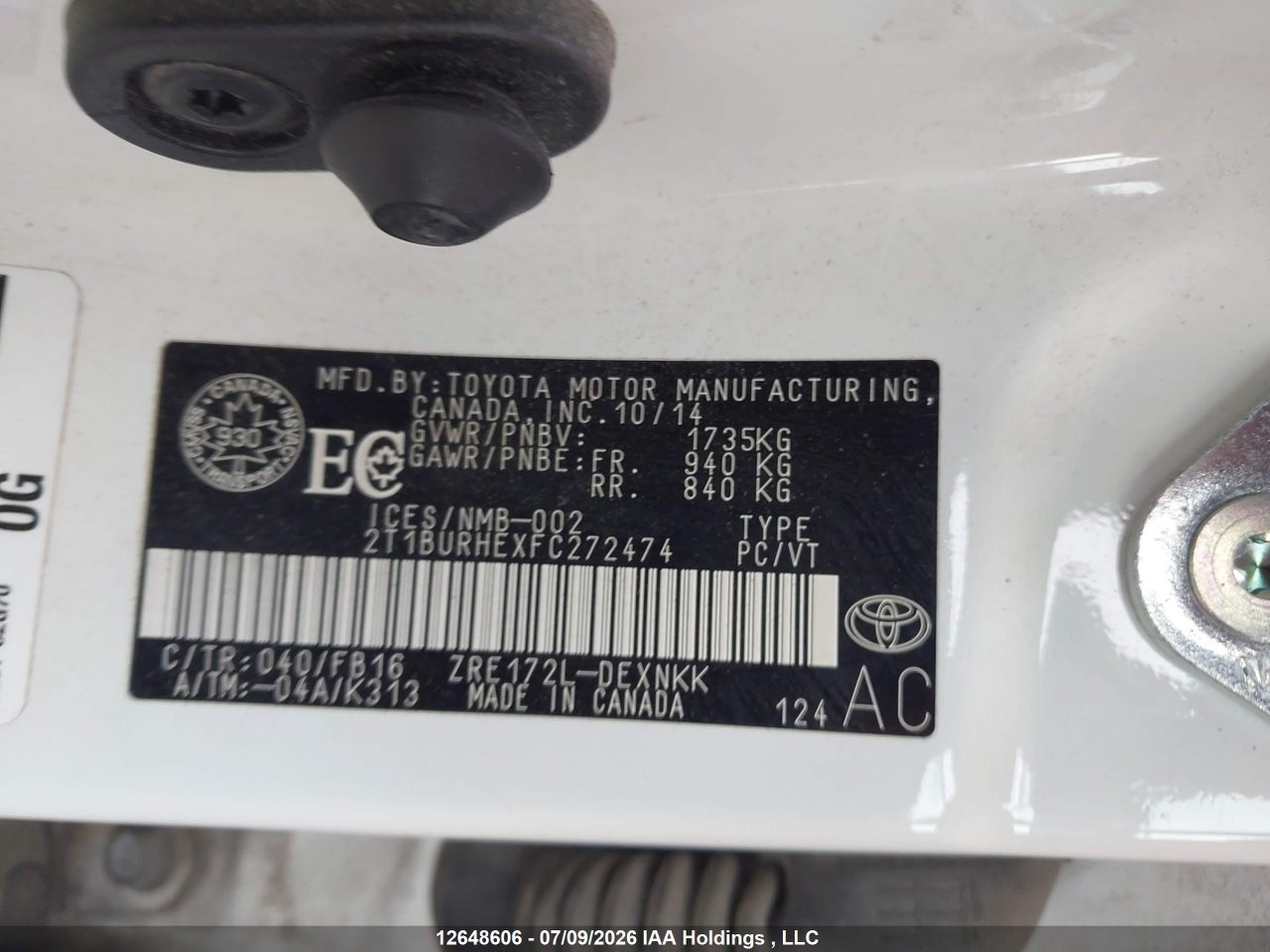 2015 TOYOTA COROLLA L/LE/LE PLS/PRM/S/S PLS thumbnail 10