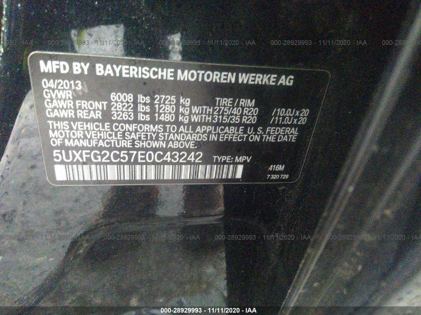 2014 BMW X6 XDRIVE35I 5UXFG2C57E0C43242