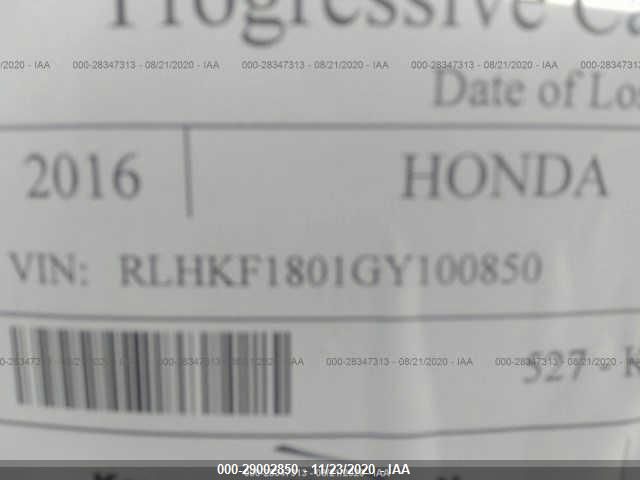 2016 HONDA PCX 150 RLHKF1801GY100850
