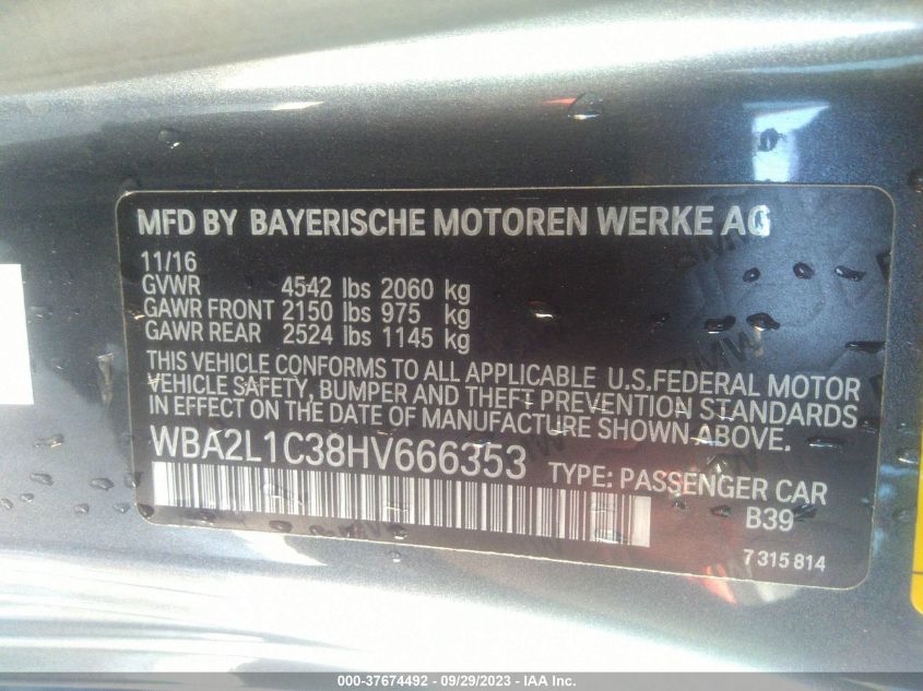 2017 BMW M240I WBA2L1C38HV666353