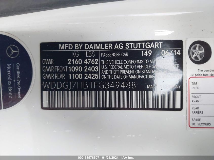 2015 MERCEDES-BENZ CL 63 AMG WDDGJ7HB1FG349488