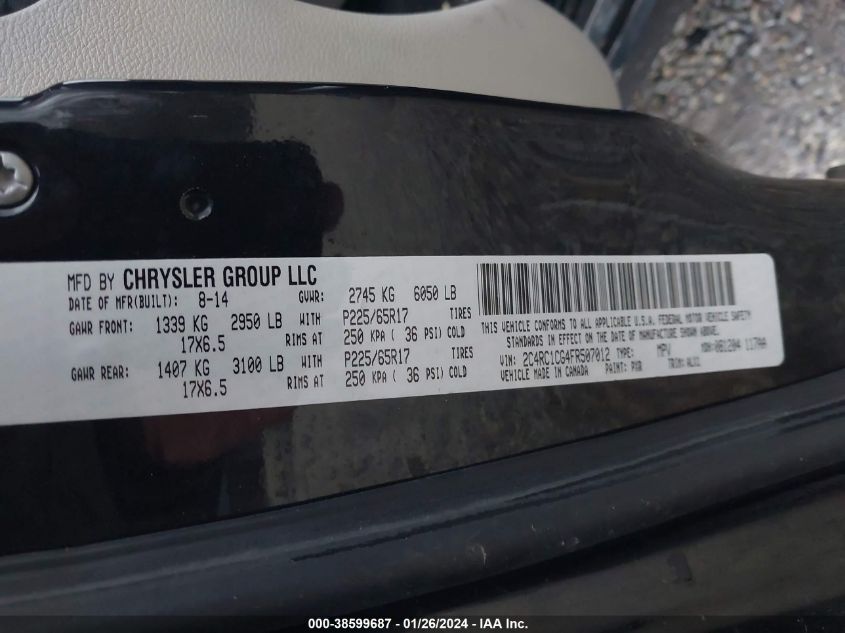 2015 Chrysler Town & Country Touring-L VIN: 2C4RC1CG4FR507012 Lot: 38599687
